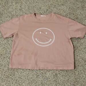 Smiley Face Tee, Medium, Pink